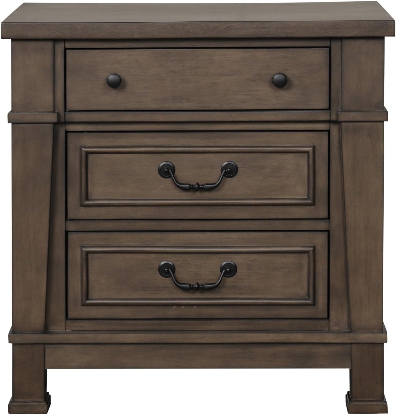 MASARA 3-Piece Transitional Bedroom Set, Dark Walnut Queen Or King Bed with 2 Nightstands, Birch Veneer and Engineered Wood, French Dovetail Construction (King)