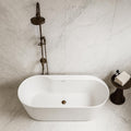 Carver Tubs - Amur 70' - Modern White Freestanding Soaking Bathtub With Chrome Drain - Modern Spacious Two Person Acrylic Fiberglass Bath Tub - Deep Relaxing Soak - 70.5″L x32.5'W x 23'H