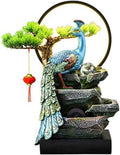 Tabletop Fountain Peacock Flowing Water Ornament Desktop Fountains for Home Bedroom Living Room Office Decor