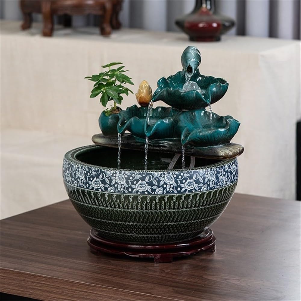 Tabletop Fountain Tabletop Fountain Waterfall, Indoor Water Feature Desktop Simulation Scenery Decoration(Large)