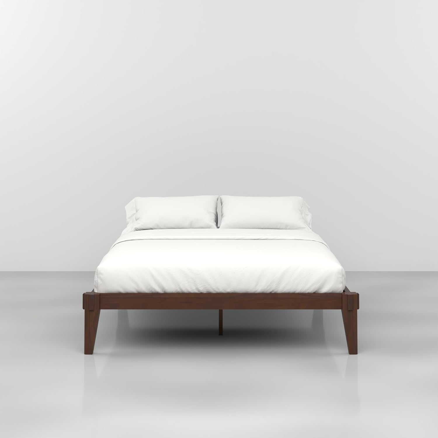 Bme Chalipa 14' Queen Bed Frame - Solid Wood Platform Bed - Japanese Joinery Bed Frame - Wood Slat Support - No Box Spring Needed - Minimalist & Modern Style, Walnut