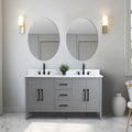Vanity Art 60 inch Bathroom Vanity with Double Sink & Ceramic Top, Vanity Cabinet with Soft-Closing Doors, Drawers, Solid Wood Frame, Cashmere Gray,VA9060-DG-MB1