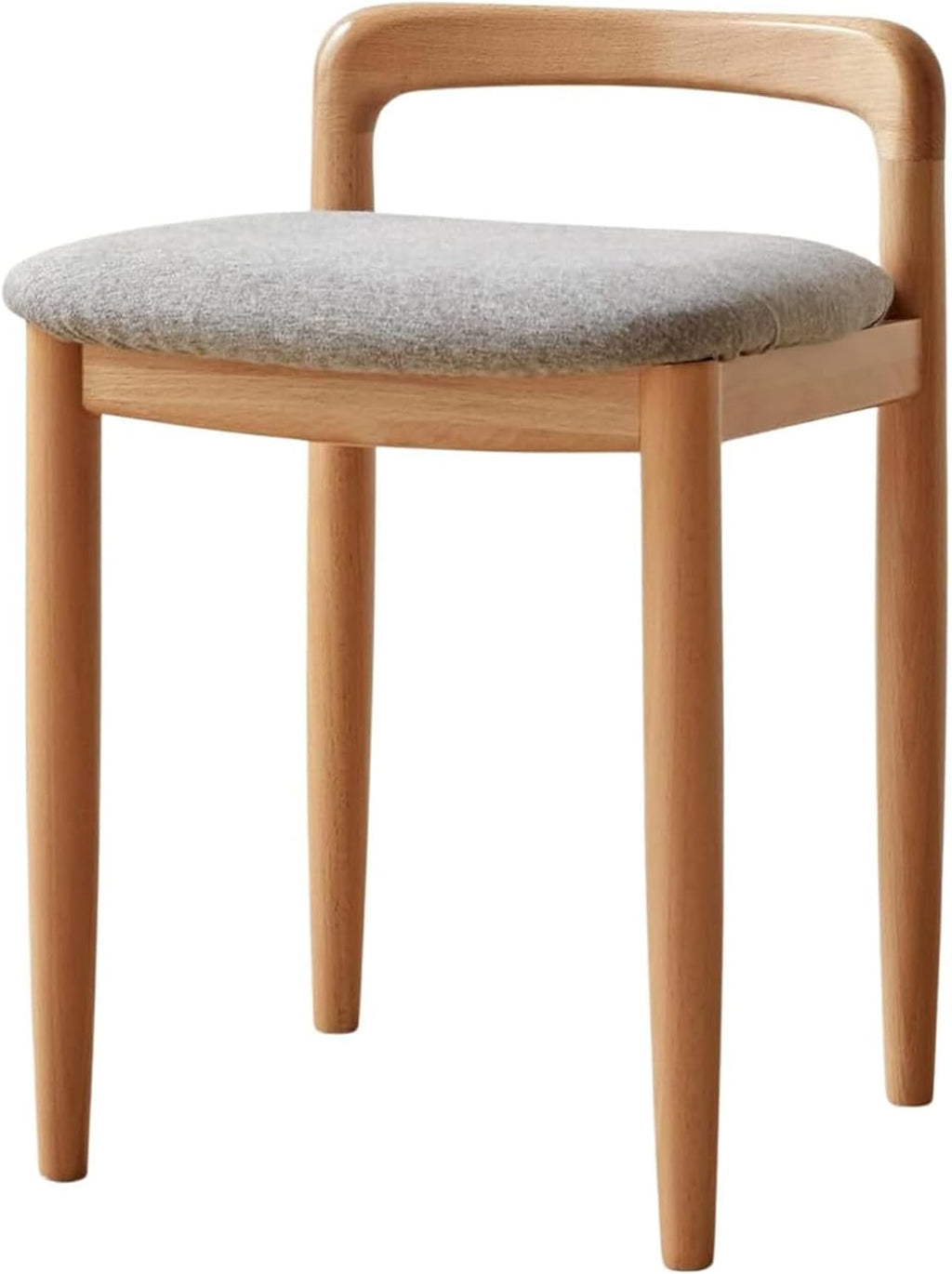 Vanity Desk Stool Chair with Back, 16' H Natural Beech Wood Makeup Vanity Chair, Small Cute Vanity Bench Seat with Soft Cushion, Dressing Ottoman for Makeup Room, Bedroom, Living Room