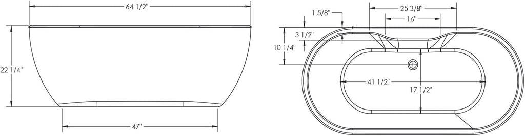 Carver Tubs - Aiden 65' - Modern White Freestanding Soaking Bathtub - w/LED Lights - White Acrylic Fiberglass Oval Bath Tub With Chrome Drain Overflow - Deep Relaxing Soak - 65″L x 29'W x 22'H
