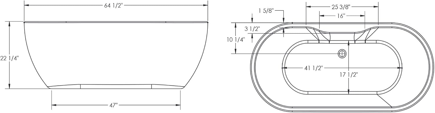 Carver Tubs - Aiden 65' - Modern White Freestanding Soaking Bathtub - w/LED Lights - White Acrylic Fiberglass Oval Bath Tub With Chrome Drain Overflow - Deep Relaxing Soak - 65″L x 29'W x 22'H