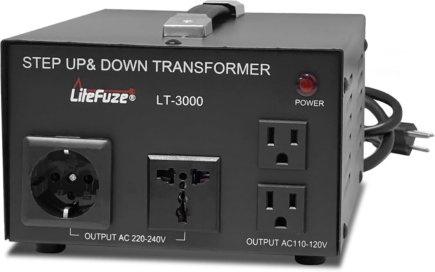 LiteFuze LT Series 3000 Watt Voltage Converter Transformer Step Up/Down - 110v to 220v / 220v to 110v Power Converter - Fully Grounded Cord - Universal Socket, CE Certified