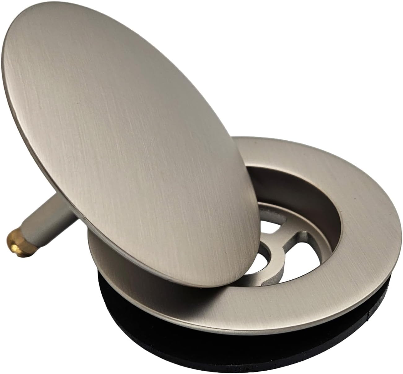 Westbrass D50P27SRE-07 27' Cable Drive Bathtub Drain Trim with Rotary Overflow Cover Knob, Pop-Up Stopper Sch. 40 PVC Fittings, Satin Nickel