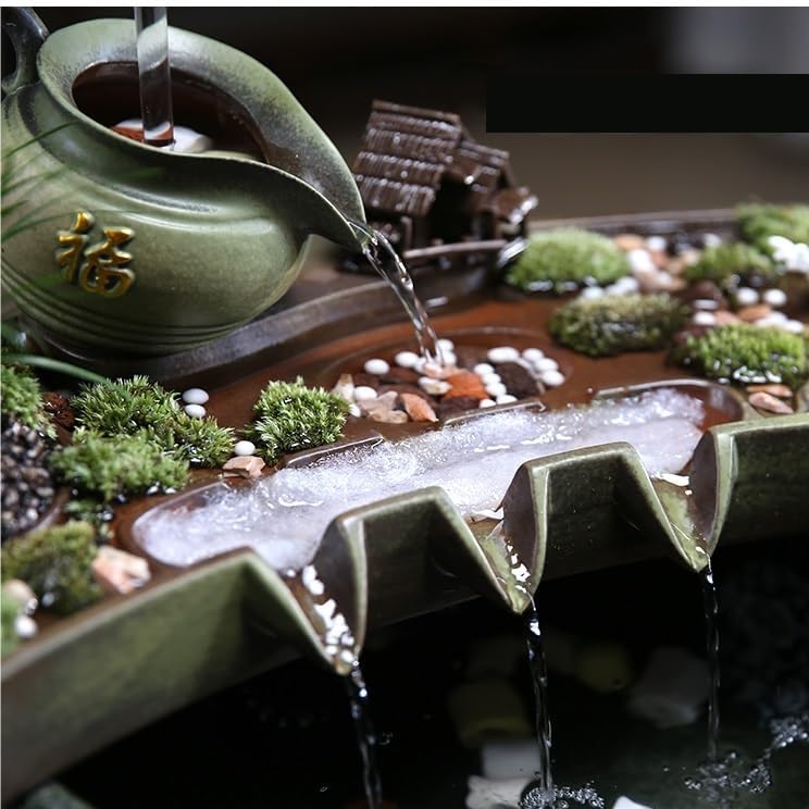 Tabletop Fountains Lucky Water Ornaments Rockery Fountain Creative Living Room Decorations Office Coffee Table Desktop Fountain Indoor Tabletop Water Fountain(B)