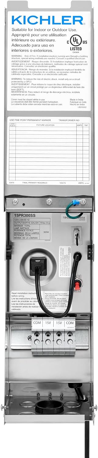 Kichler Pro Series Transformer 300W in Stainless Steel, Compact Outdoor Power Supply, 15PR300SS