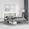 Metal Bed Frame with Headboard Black King Size 76'x79.9' Heavy Duty Steel Platform Bed Frame with Underbed Storage Space for Bedroom Furniture