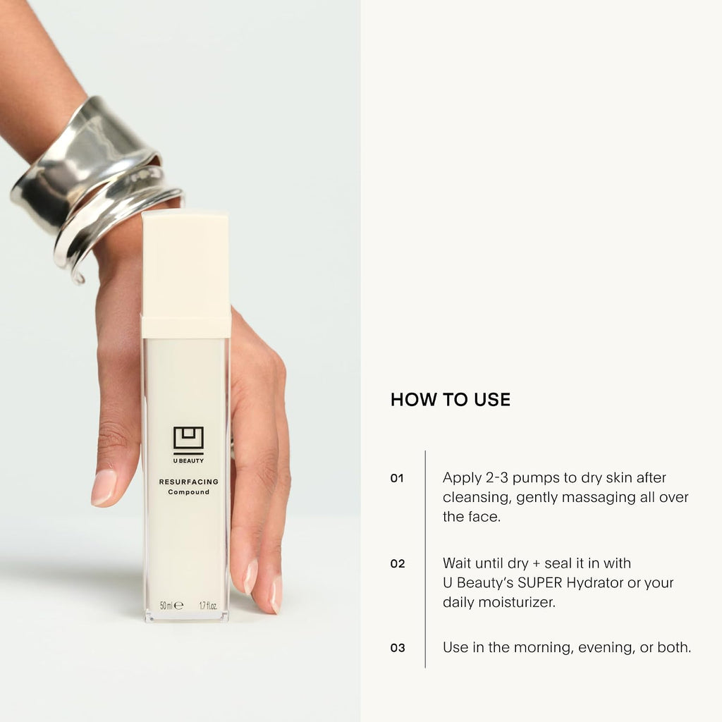 U Beauty Resurfacing Compound Serum - Renew & Illuminate Face Serum - Advanced 8-in-1 Formula with Vitamin C, Retinol, Hyaluronic Acid, & Peptides - Targets Fine Lines, Pores- 1.0 fl.oz