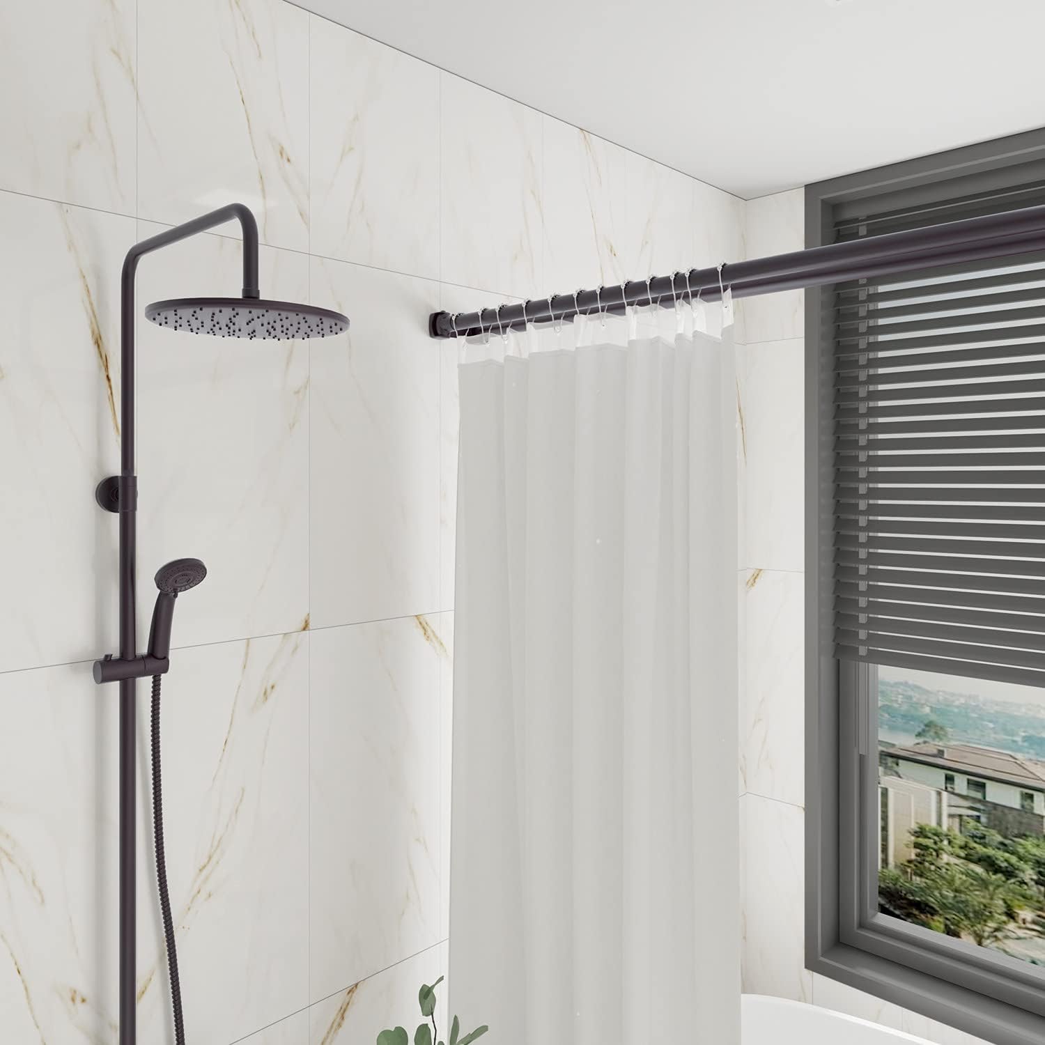 Naiture 48'' Aluminum Double Straight Shower Curtain Rod, Oil Rubbed Bronze Finish