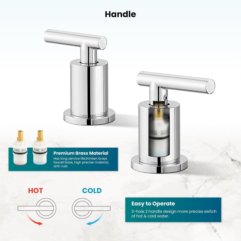 gotonovo 3 Hole 2 Handles Lavatory Basin Bathroom Sink Faucet with Shower Faucet Set Bathroom Shower Head and Handle Set Polished Chrome