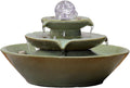 11.8' Indoor Tabletop Fountain, Ceramic Multi-Tier Waterfall with Crystal Ball & Fish Tank Feature, Free 10pcs Natural Crystals, Zen Home/Office/Entryway Decor, Housewarming Gift(Green)