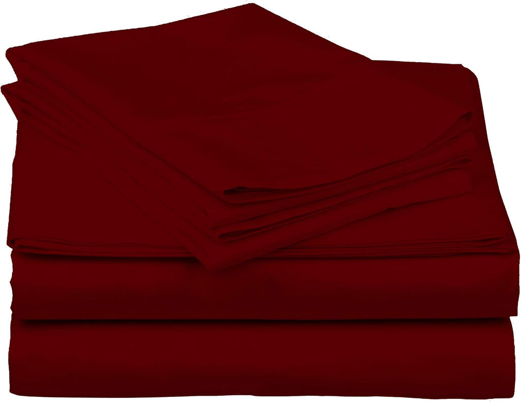 Cotton Home- 5 Pieces Split King Size Burgundy Color Sheet Set – Soft Quality Luxury 18 Inch Deep Pocket & Bedding Set with Flat Sheet, Fitted Sheet, 2-Pillow Covers(20' x 30') Inches
