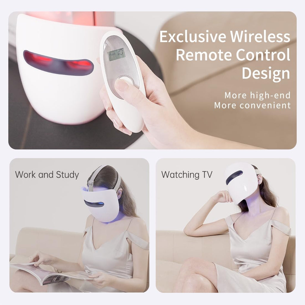 HIME SAMA Led Face Mask, Red Light Mask for Face, Infrared, Red & Blue Light Mask for Skin Care, Wrinkle Reduction, Wireless Face Mask. (Miracle MAX RB-030)