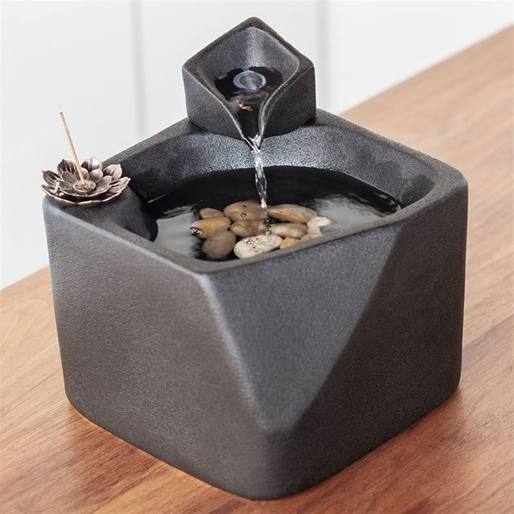 Indoor Water Feature,Waterfall，Ornaments Tabletop Fountain,Ornaments Living Room Office Desktop Features Fish Tank