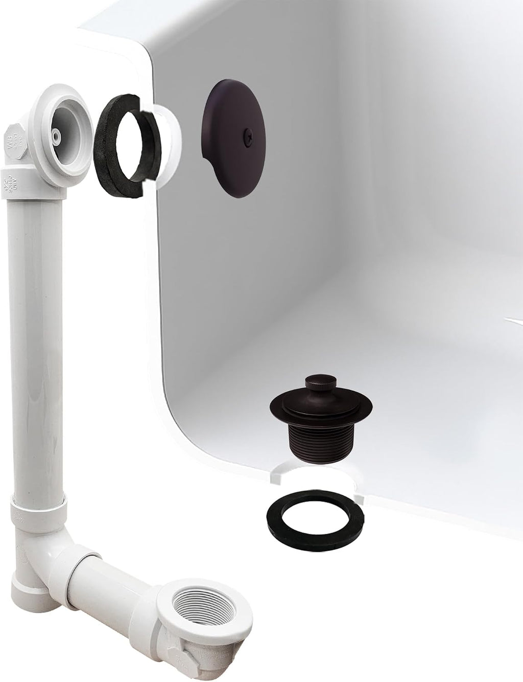 Westbrass D49721-12-12 1-1/2' Bath Waste & Overflow Assembly with Pull Drain Stopper and One-Hole Faceplate Top Elbow - Sch. 40 PVC, Oil Rubbed Bronze (12-Pack)