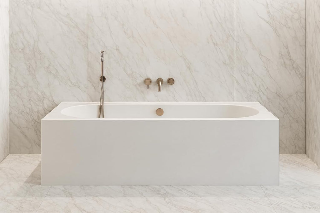 Carver Tubs - Aphrodite 67' - Modern White Rectangle Freestanding Soaking Bathtub With Brushed Nickel Drain - White Oval Interior Acrylic Fiberglass Tub - Deep Relaxing Soak - 67'L x 31.5'W x 23'H
