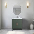 Vanity Art 30 inch Bathroom Vanity with Single Sink & Ceramic Top, Vanity Cabinet with Soft-Closing Doors, Solid Wood Frame, Vintage Green, VA9030-VG-BN1