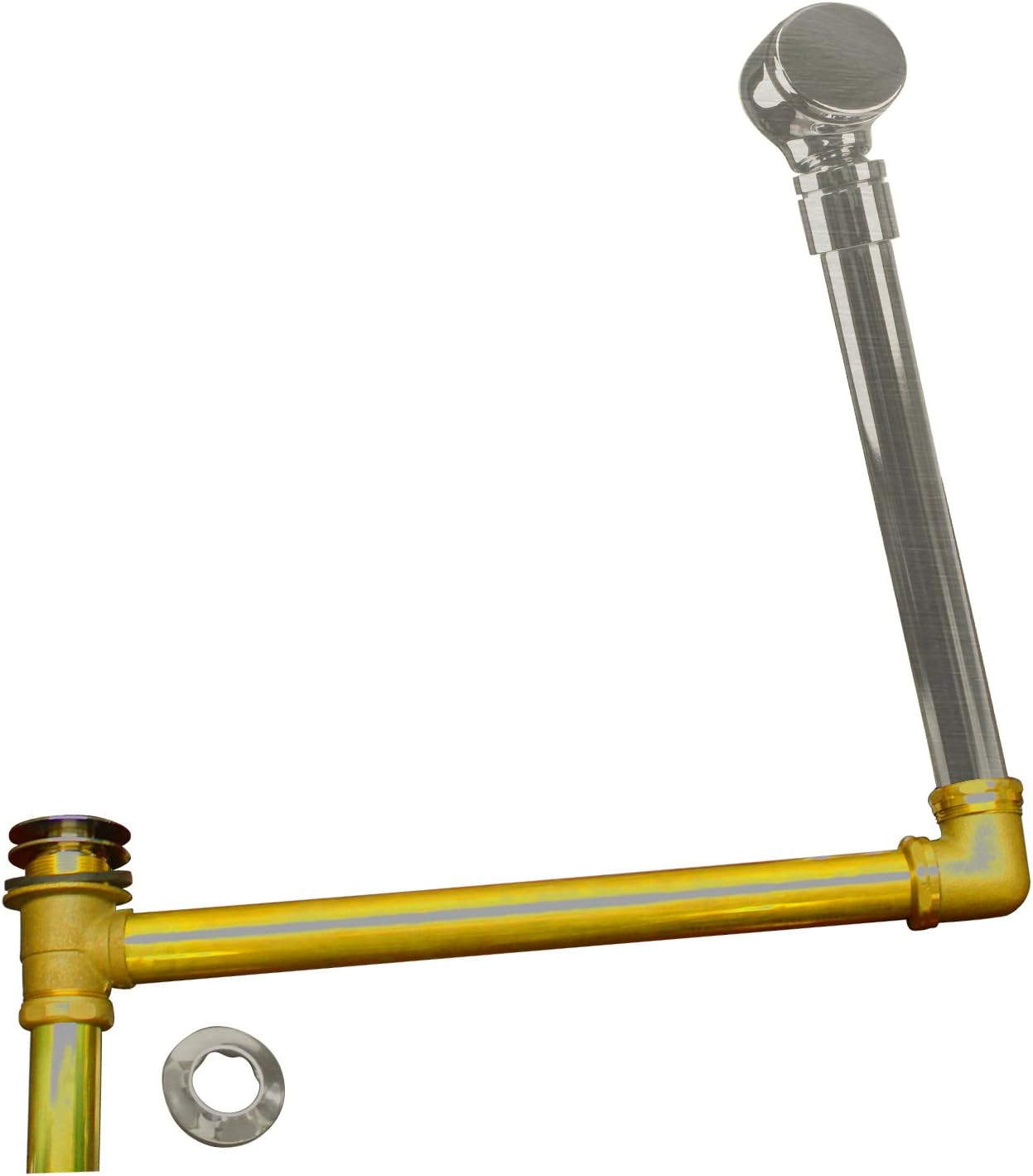 Westbrass 24' Direct Outlet Semi-Exposed Waste & Overflow with Ball Joint and Tip-Toe Drain, Satin Nickel, 7932420BJHRDC-07