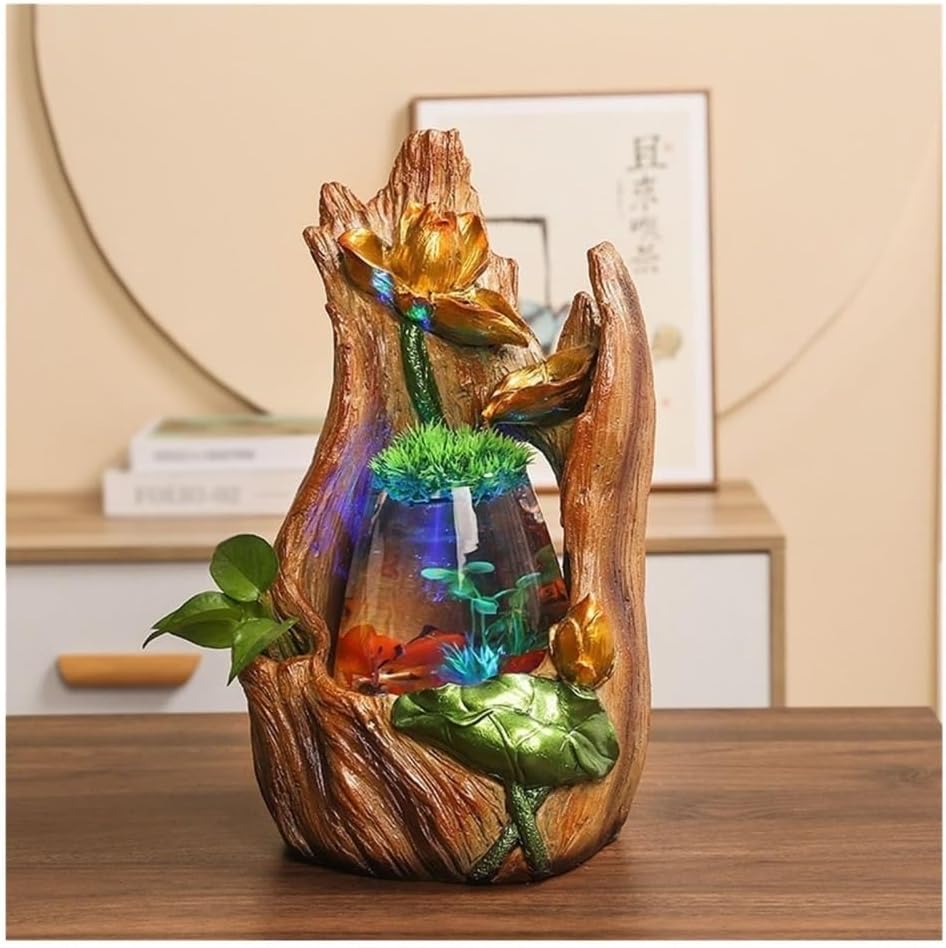 Desktop Fountain Tabletop Fountain Small Home Desktop Fish Tank Water Circulation Ornaments for Office, Living Room