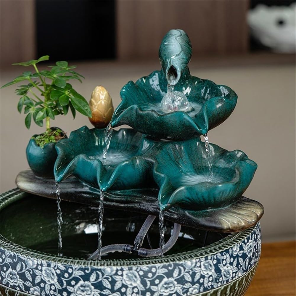 Tabletop Fountain Tabletop Fountain Waterfall, Indoor Water Feature Desktop Simulation Scenery Decoration(Large)