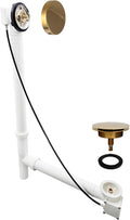 Westbrass D50P27TLERE-01 27' Cable Drive Bath Drain Trim with Rotary Overflow Cover Knob, Pop-Up Stopper and Poly Tubular Pipes & Fittings, Polished Brass