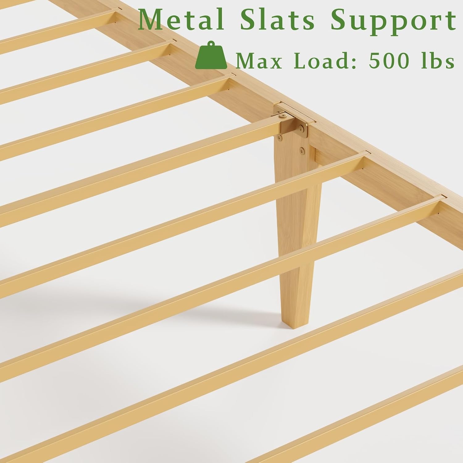 12 in High Solid Bamboo Wood Twin XL Bed Frame with Headboard, Platform Twin XL Size Bed Frame, Heavy Duty, No Box Spring Needed, Nosie Free