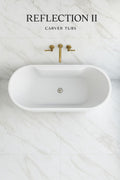 Carver Tubs - Reflection II 67' - Modern White Freestanding Bathtub With Heated Jetted Air Massage - White Oval Acrylic Fiberglass Tub With Chrome Drian - Comfort Warmth - 67'L x 31.5'W x 23.5'H