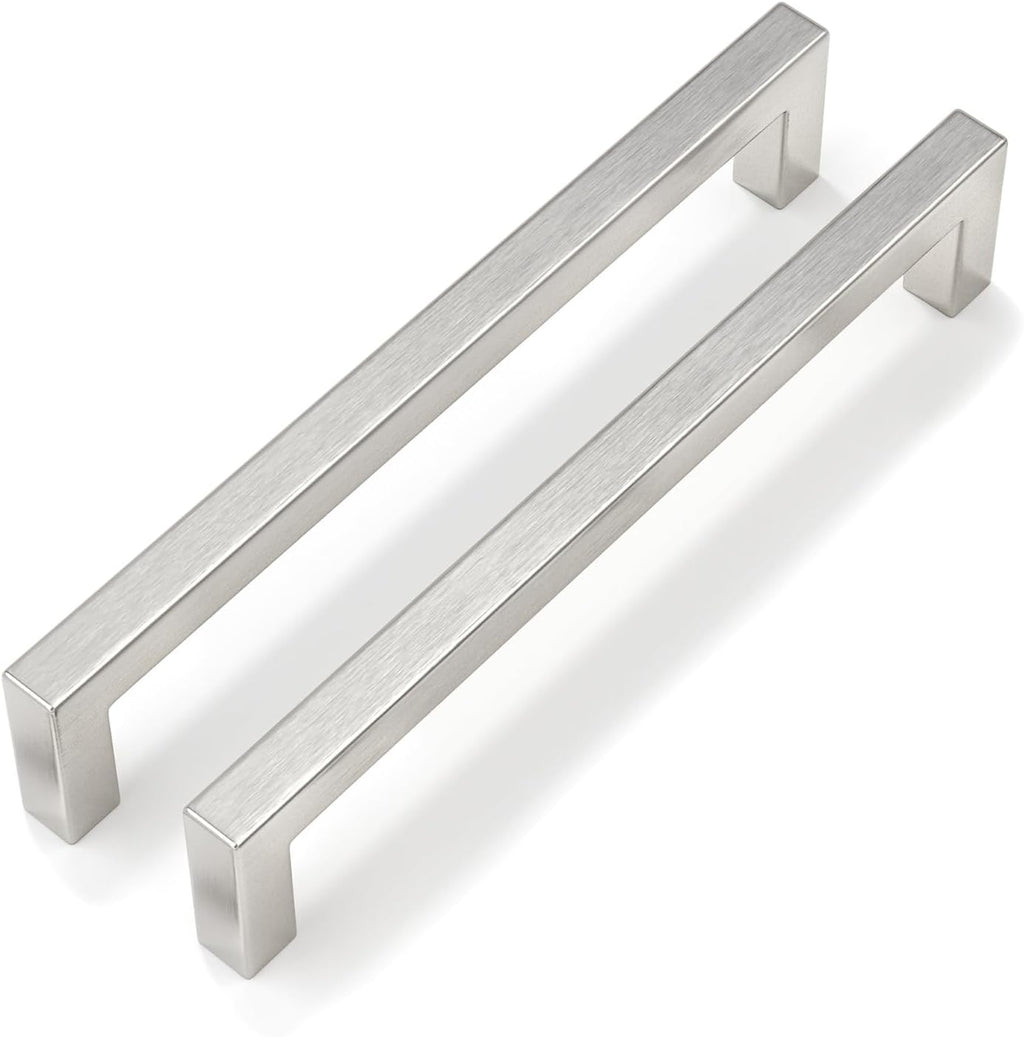Goldenwarm 50 Pack 6-1/4 Inch Brushed Nickel Cabinet Pulls Square Drawer Handles Silver Kitchen Hardware Cupboard Dresser