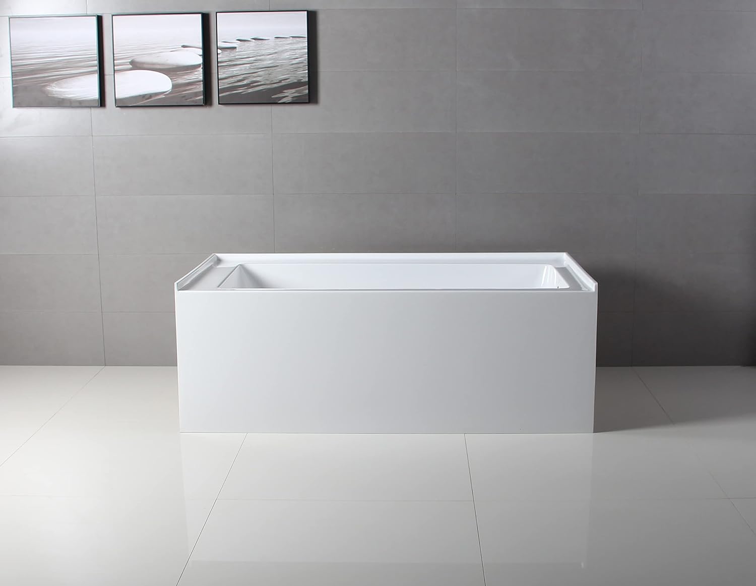 Kingston Brass 60' Acrylic Alcove Tub with Right Drain and Polished Chrome Tip-Toe Bath Tub Drain