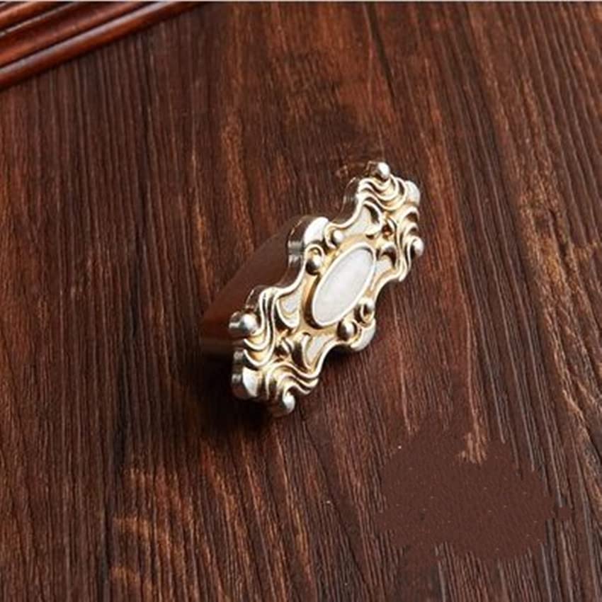 96mm 128mm European Style Retro Jade Furniture Handles White Jade Kithcen Cabinet Wine Cabinet Drawer Pulls Knobs Antique Silver - (Color: 32mm Pulls)