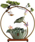 Tabletop Fountain Flowing Water Circulation Ornaments Desktop Fountain Ceramic Lotus Decorations