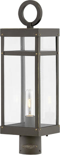 Hinkley Porter 22.75' Outdoor Single Light Low Voltage Post Mount Lantern – Clear Glass, 12V Bulb Included, Pathway Driveway Landscape, Pier Mount Compatible, Post Sold Separately – Oil Rubbed Bronze