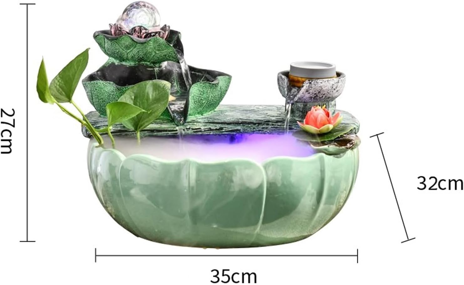Tabletop Fountain Alpine Fountain Small Decoration Recycling Indoor Crystal Fish Tank Opening ttraction Wealth Desktop Decoration Desktop Fountain Indoor Waterfall(Large)