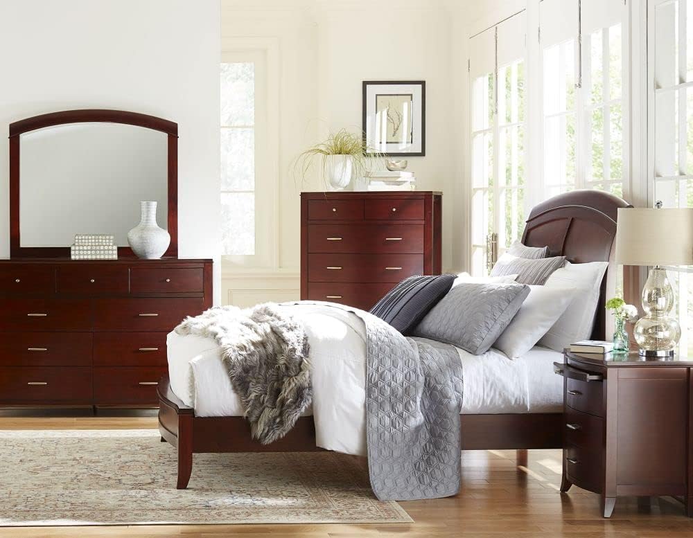 Modus Furniture Low-Profile Sleigh Bed, King, Brighton - Cinnamon
