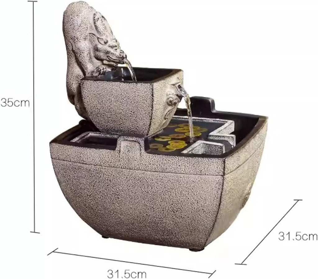 Tabletop Fountain Flowing Water Decoration for Living Room Study and Study Chinese Style Creative Fountain Water Landscape Decoration Desktop Decoration Desktop Fountain (Color : F)