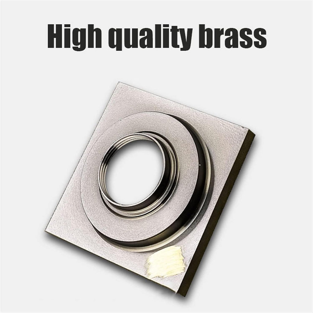 4 Inch Invisible Shower Floor Drain Brass Shower Drain with Tile Insert Grate Removable Cover Hair Catcher Strainer, Square Floor Drainer with Hair Strainer