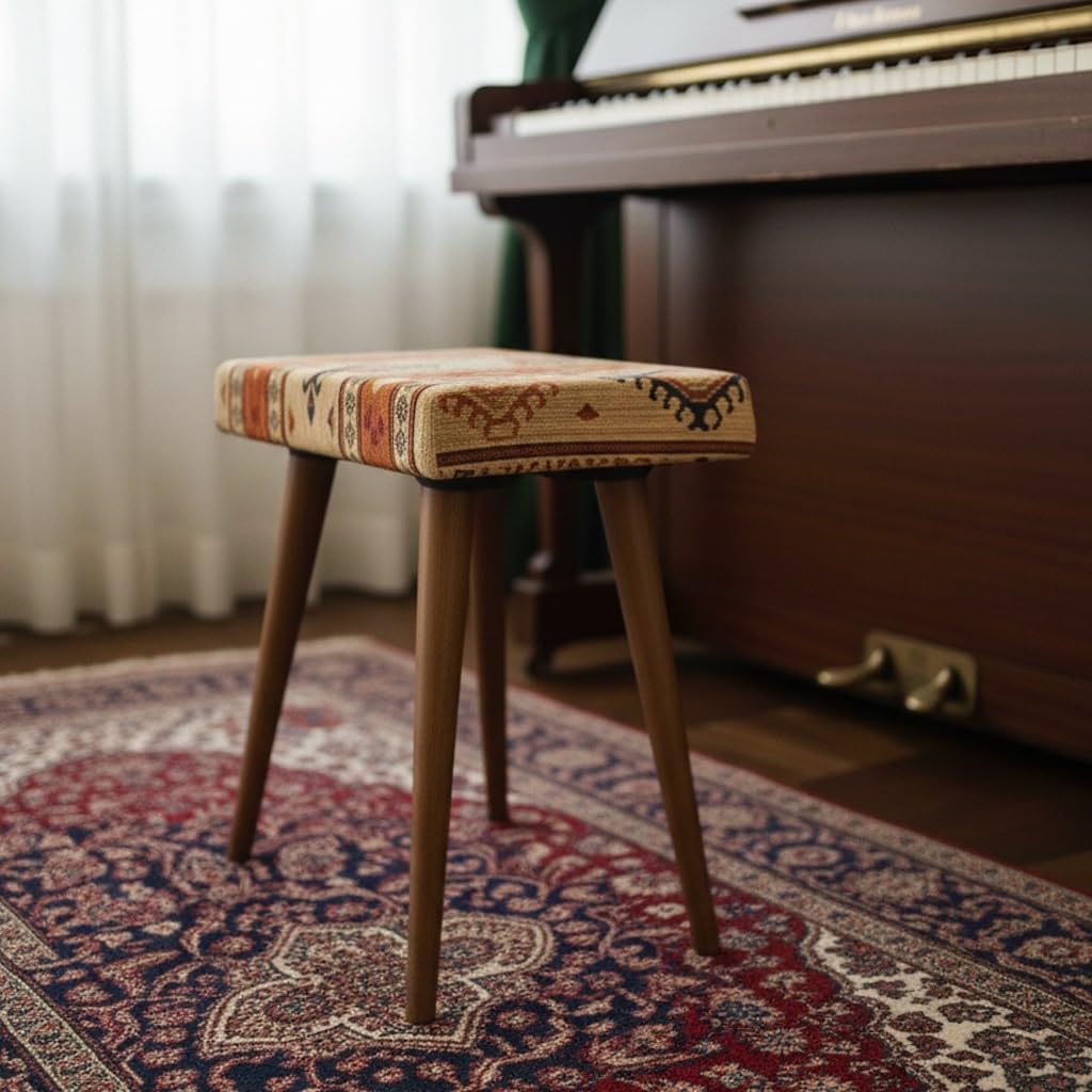 Ultimate Premium Products Vanity Stool with Ottoman Foot Rest – Small Foot Stool for Bedroom, Entryway & Piano Bench – Stylish and Functional Ottoman for Home Decor