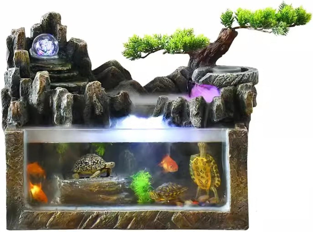 Tabletop Fountain Fish Tank Small Circulating Water Fountain Filter Living Room Tabletop Rockery Style Home Decoration Decorations Water Fountain (Size : L)