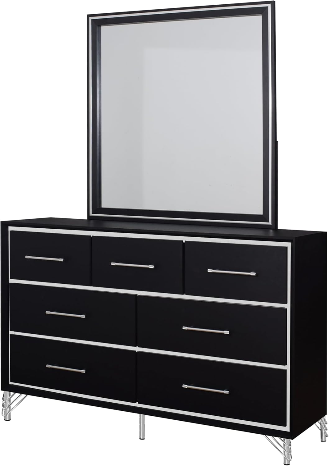 New Classic Furniture Ava 5-Piece Wood King Bedroom Set with 2 Nightstands, Ebony Black