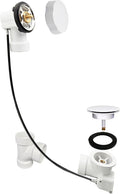 Westbrass D50P27-50 27' Cable Drive Standard Bath Drain Trim Kit with Rotary Overflow Cover Knob, Pop-Up Stopper and Sch. 40 PVC Fittings, Powder Coat White