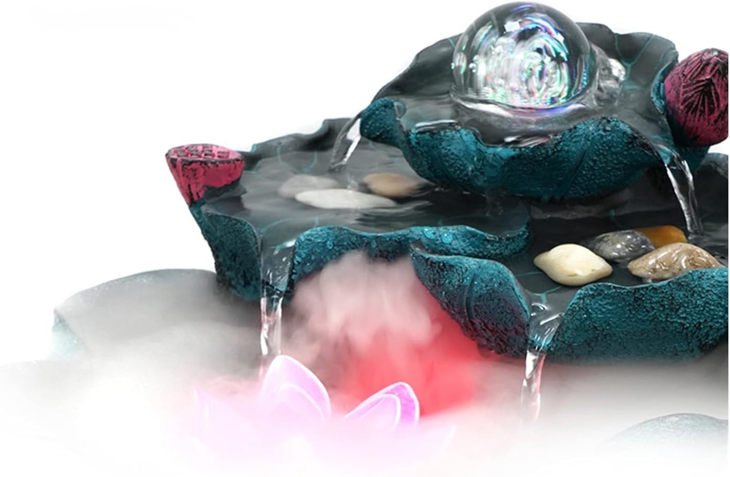 Tabletop Fountains Tabletop Fountain Feng Shui Lucky Decoration Desktop Fountain with Pump Fish Tank Waterfall Office Desktop Humidifier Zen Meditation Indoor Waterfall