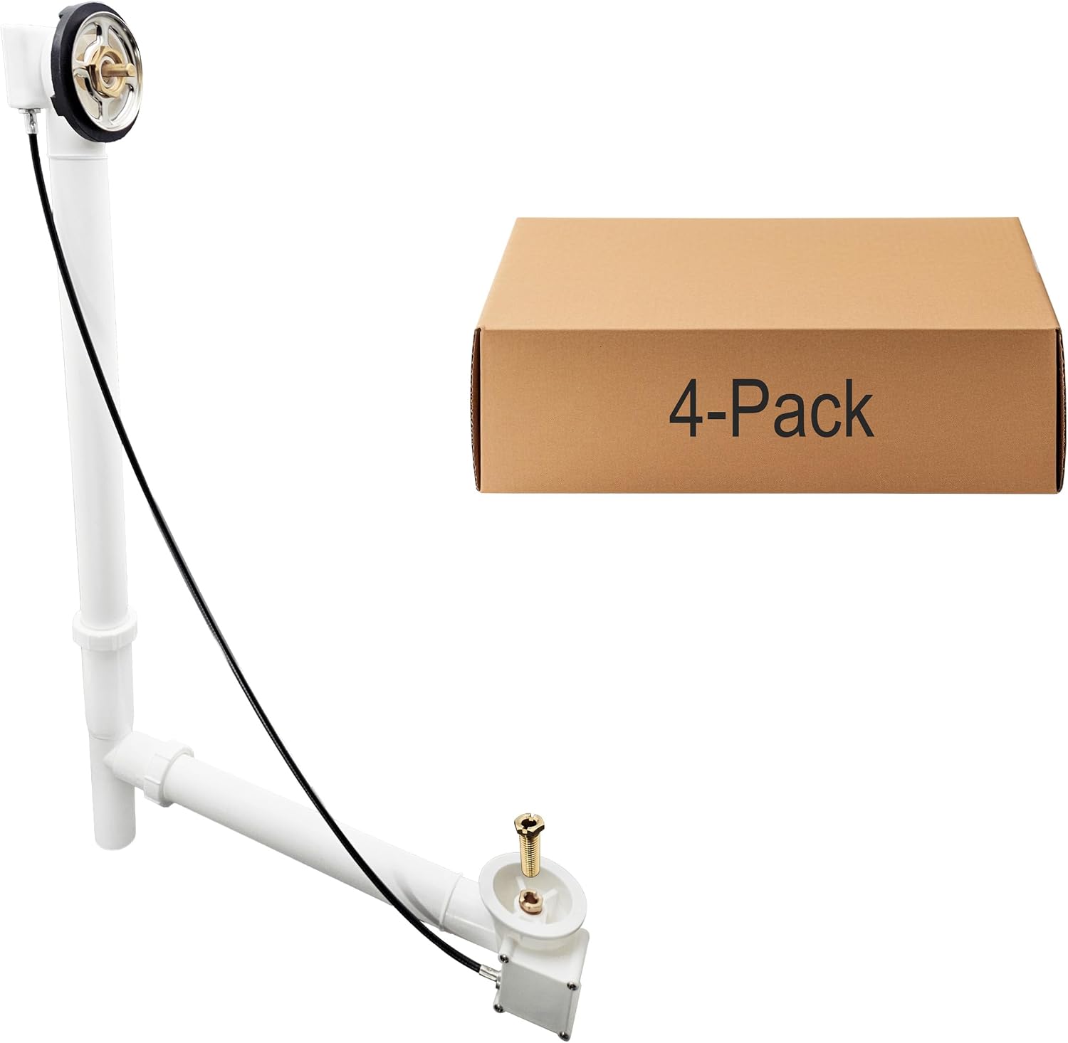 Westbrass D50P35TLE-LT 35' Cable Drive Standard Bath Drain Trim Kit with Poly Tubular Pipes & Fittings, Rough Only (4-Pack)