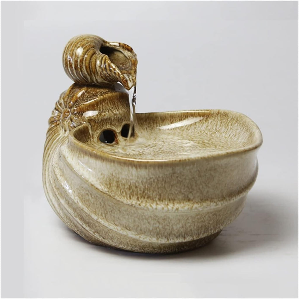 Tabletop Fountain Indoor Tabletop Water Fountain with Conch Shape Design Desktop Ceramic Flowing Home Living Room Lucky Small for Office Decor