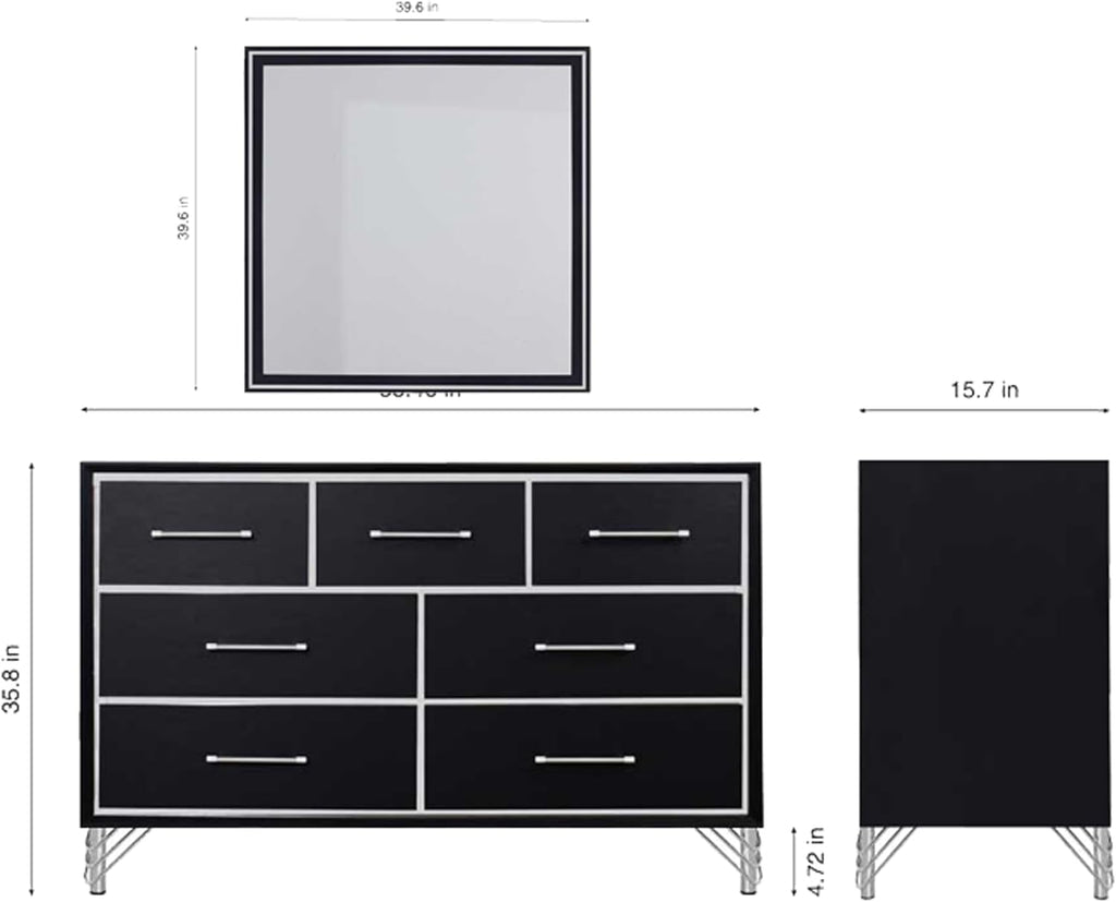 New Classic Furniture Ava 5-Piece Wood Queen Bedroom Set with 2 Nightstands, Ebony Black