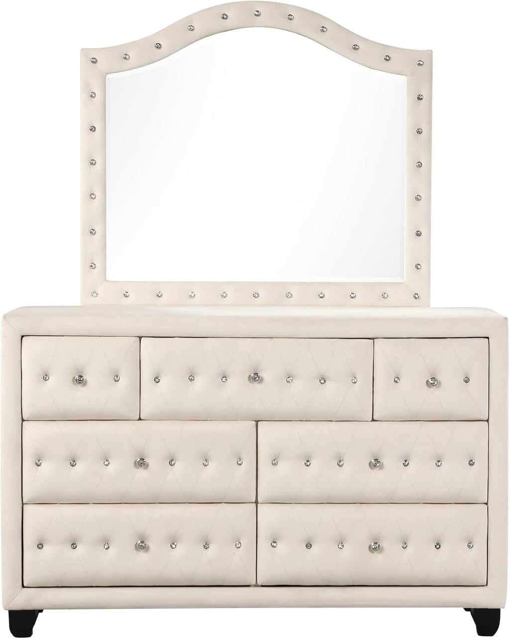Generic King 5 Pc Bedroom Set Made with Wood in Cream