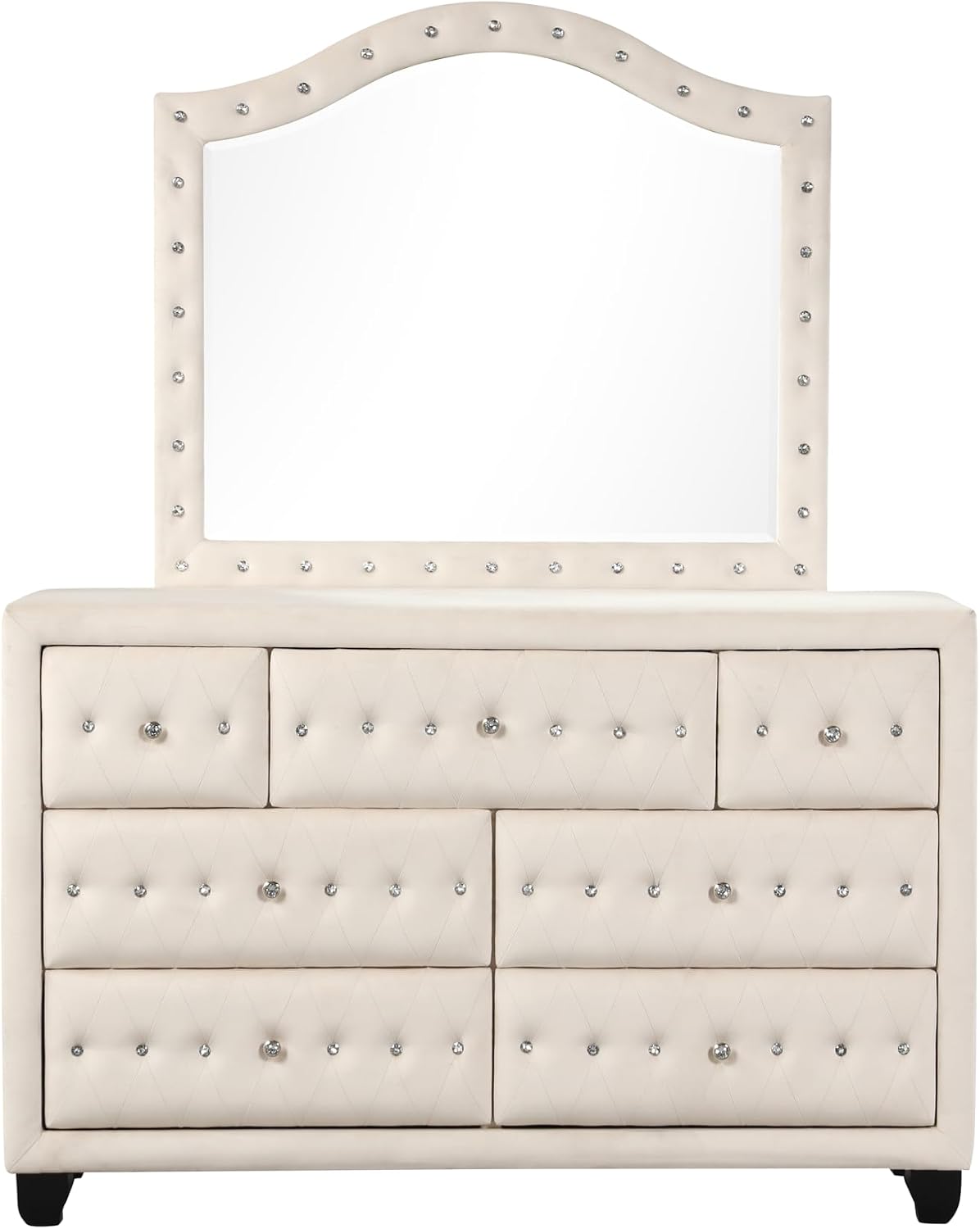 Generic King 5 Pc Bedroom Set Made with Wood in Cream