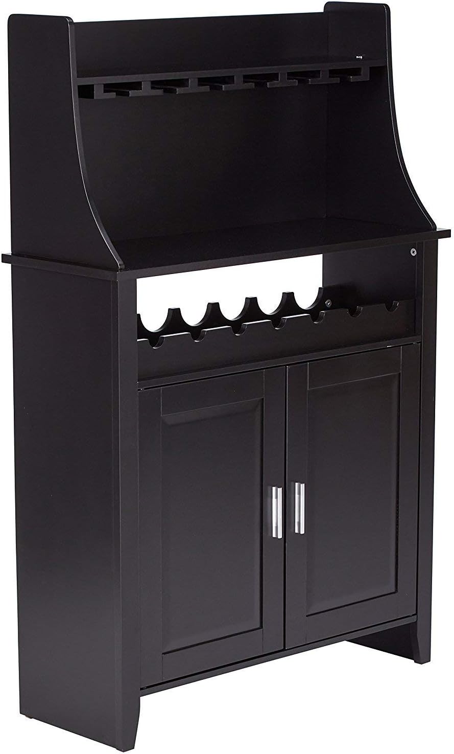 Kings Brand Furniture Wood Wine Rack Buffet & Storage Cabinet, Black, WR1345